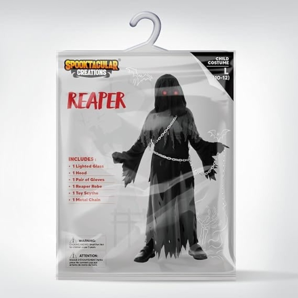 Spooktacular Creations Reaper Costume Kids Large 10-12 Scary Spooky Halloween B4